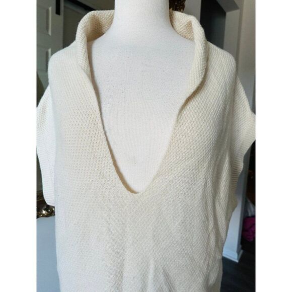 FB3 MaxMara Cream Textured Sweater Short Sleeve Layer Italy Medium - Picture 3 of 6